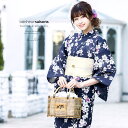【8/11まで5%OFFクーポン】SOUBIEN 浴衣セット 3点セット(浴衣/帯/下駄) bonheur saisons ボヌールセゾン 紺 ネイビー クリーム 桜 さくら 花 綿麻 レディース 夏 花火大会【古典柄】【大人】 浴衣・着物