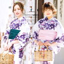 SOUBIEN 浴衣セット 3点セット(浴衣/帯/下駄) bonheur saisons ボヌールセゾン 白 オフホワイト 紫 パープル 深緑 椿 花 ラメ 綿麻 レディース 夏 花火大会【フェミニン】【華やか】【モダン】【大人】 浴衣・着物