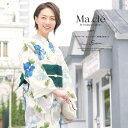 【8/11まで5%OFFクーポン】SOUBIEN 浴衣 3点セット(浴衣/半幅帯/下駄) Macle by bonheur saisons マクレ 白系 オフホワイト 青 ブルー 花芙蓉 ラメ 綿麻 女性用 浴衣セット ボヌールセゾン 30代 40代 マ