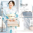 【8/11まで5%OFFクーポン】SOUBIEN 浴衣 3点セット(浴衣/半幅帯/下駄) Macle by bonheur saisons マクレ 青系 ブルー 白 朝顔 ピンポンマム 菊 花 縞 綿 女性用 浴衣セット ボヌールセゾン 30代 40代