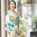 SOUBIEN 浴衣 3点セット(浴衣/兵児帯/下駄) Macle by bonheur saisons マクレ 白系 オフホワイト 黄色 水色 アサガオ 朝顔 レトロ 綿麻 女性用 浴衣セット ボヌールセゾン 30代 40代 ママ 大人浴衣 【フリーサ