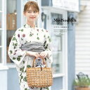 【8/11まで5%OFFクーポン】SOUBIEN 浴衣 セット レディース 浴衣セット 大人 3点セット ホワイト 白 緑 グレー クレマチス モダン 変わり織り 女性 夏 S・フリー【浴衣 セット】 浴衣・着物