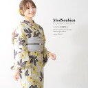 【8/11まで5%OFFクーポン】SOUBIEN 浴衣 セット レディース 浴衣セット 兵児帯 大人 3点セット クリーム 薄黄色 グレー系 帯 ポピー 花 吸水速乾 CoolPass 夏 花火大会 モダン Sサイズ フリーサイズ 浴衣・着物