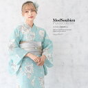 【8/11まで5%OFFクーポン】SOUBIEN 浴衣 セット レディース 浴衣セット 兵児帯 大人 3点セット ライトブルー 水色 グレー系 帯 辻が花調 花 綿 夏 花火大会 モダン Sサイズ フリーサイズ 浴衣・着物