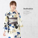 【8/11まで5%OFFクーポン】SOUBIEN 浴衣 セット レディース 浴衣セット 半幅帯 大人 3点セット クリーム系 青 黒 グレー 帯 百合 ゆり 花 夏 花火大会 モダン Sサイズ フリーサイズ 浴衣・着物