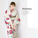 【6/25限定 20%OFFクーポン】SOUBIEN 浴衣 セット レディース 浴衣セット 半幅帯 大人 3点セット ボヌールセゾン 生成り色 赤 青 グレージュ 椿 花 桜草 雨縞 ラメ 綿 夏 花火大会 モダン フリーサイズ 浴衣・着物