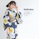 【8/11まで5%OFFクーポン】SOUBIEN 浴衣 セット レディース 浴衣セット 半幅帯 2023 大人 3点セット 紺 ネイビー 黄色 菊 ガーベラ 花 グレージュ S フリー 浴衣・着物