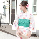【8/11まで5%OFFクーポン】SOUBIEN 浴衣 3点セット(浴衣/半幅帯/下駄) bonheur saisons 白 クリーム 橙色 水玉 ドット 金魚 綿 花火大会 夏祭り 浴衣セット ゆかた 女性 レディース S・フリー【モダン】【モダン】【