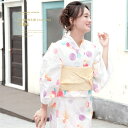 【8/11まで5%OFFクーポン】SOUBIEN 浴衣 3点セット(浴衣/兵児帯/下駄) bonheur saisons 白 クリーム 橙色 水玉 ドット 金魚 綿 花火大会 夏祭り 浴衣セット ゆかた 女性 レディース【モダン】【モダン】【大人】 浴衣