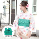 【8/11まで5%OFFクーポン】SOUBIEN 浴衣 3点セット(浴衣/作り帯/下駄) bonheur saisons 白 クリーム 橙色 水玉 ドット 金魚 綿 花火大会 夏祭り 浴衣セット ゆかた 女性 レディース【モダン】【モダン】【大人】 浴衣