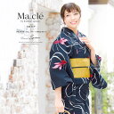 【8/11まで5%OFFクーポン】SOUBIEN 浴衣 3点セット(浴衣/半幅帯/下駄) Macle by bonheur saisons マクレ 濃紺色 ダークネイビー 金魚 流水紋 綿 女性用 浴衣セット ボヌールセゾン 30代 40代 ママ 大人浴