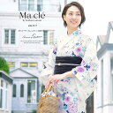【8/11まで5%OFFクーポン】SOUBIEN 浴衣 3点セット(浴衣/兵児帯/下駄) Macle by bonheur saisons マクレ 白 オフホワイト 薄紫色 菊 金魚 撫子 ラメ 綿 女性用 浴衣セット ボヌールセゾン 30代 40代 マ