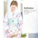 【8/11まで5%OFFクーポン】SOUBIEN 浴衣 セット レディース 浴衣セット 作り帯 大人 2点セット(浴衣/帯) 白 アイボリー ピンク 水色 椿 ツバキ 梅 花 ラメ 綿麻 夏 花火大会 ボヌールセゾン フリー【フェミニン】 浴衣・着物