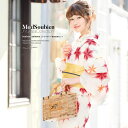 【8/11まで5%OFFクーポン】SOUBIEN 浴衣 セット レディース 浴衣セット 作り帯 大人 2点セット(浴衣/帯) 白系 クリームホワイト 赤 黄色 ぼかし 絞り染風 花 綿 紅梅織り 夏 花火大会 ボヌールセゾン フリー【フェミニン】 浴衣・