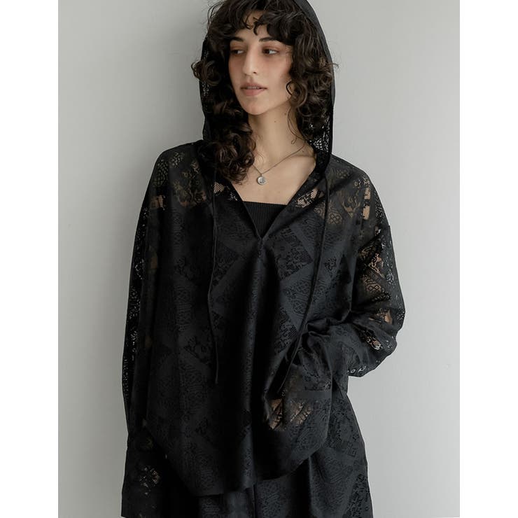 Re:EDIT [2026 SUMMER COLLECTION]ストレッチブロックレースフードシャツ トップス shoplistselect-10552132 SHOPLIST サンプル画像2