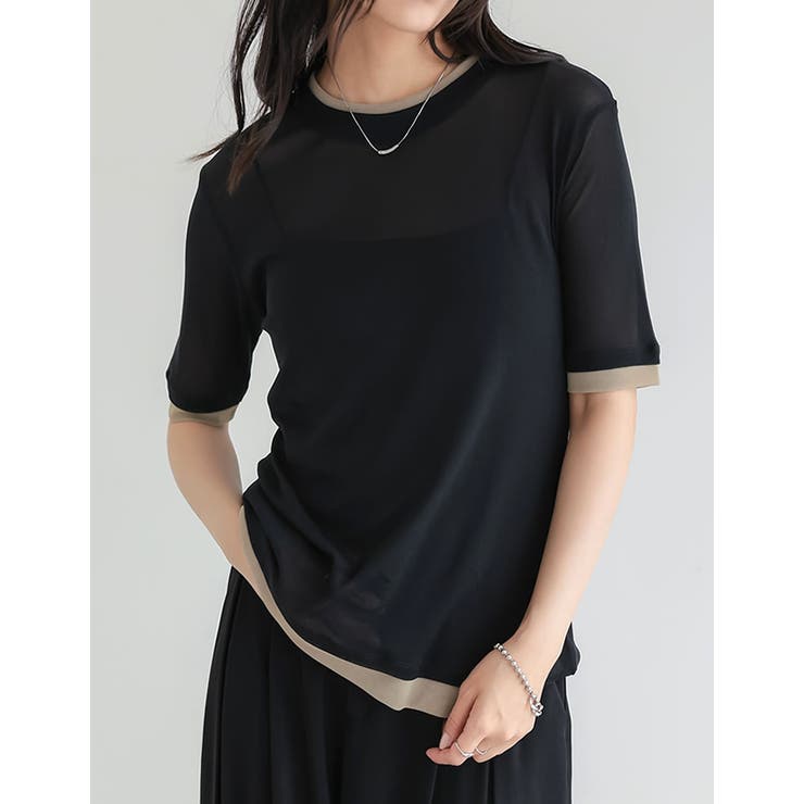Re:EDIT パワーメッシュレイヤード風トップス トップス shoplistselect-10552107 SHOPLIST サンプル画像3
