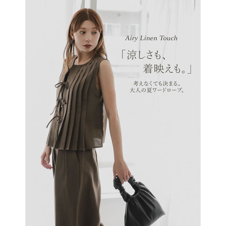 Re:EDIT [Airy Linen Touch][UVカット][接触冷感][吸水速乾][洗濯機で洗える][シワになりにくい][オフィス対応]リネンライクプリーツタックノースリーブトップス トップス shoplistselect-10552126 SHOPLIST サンプル画像2