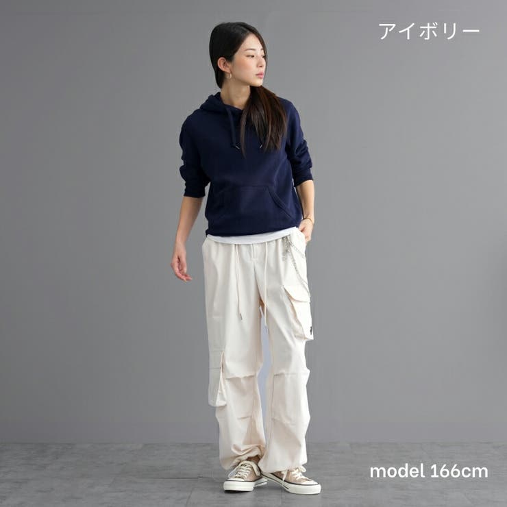 Fetchcollectionボトムス専門店 パラシュートカーゴパンツ｜トレンド パラシュート カーゴ レディース カーゴ リラックス イージー 無地 体型カバー ワイドパンツ カジュアル ストリート ウエストゴム パンツ・ズボン shoplistselect-10280883 SHOPLIST サンプル画像2