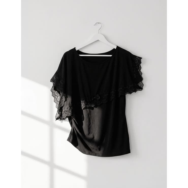 【10％OFFクーポン！10/27(火)9:59まで】Re:EDIT アシンメトリーレースケープ風カットソートップス トップス shoplistselect-10552445 SHOPLIST サンプル画像2