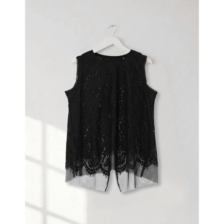【10％OFFクーポン！10/21(水)9:59まで】Re:EDIT レースシアーレイヤードノースリーブトップス トップス shoplistselect-10552450 SHOPLIST サンプル画像2