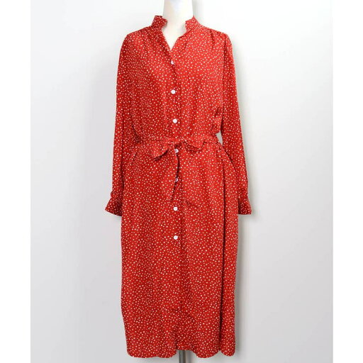 ShopNikoNiko 春新作 ドットワンピース ma アパレル ワンピース ワンピ ドット シャツワンピ レトロ ベルト レディース 韓国ファッション ワンピース・ドレス