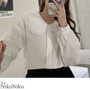 【8/11まで5%OFFクーポン】ShopNikoNiko 春新作 フリル襟 ビックカラー ブラウス ma トップス シャツ フリルブラウス 長袖 襟付き ピー...