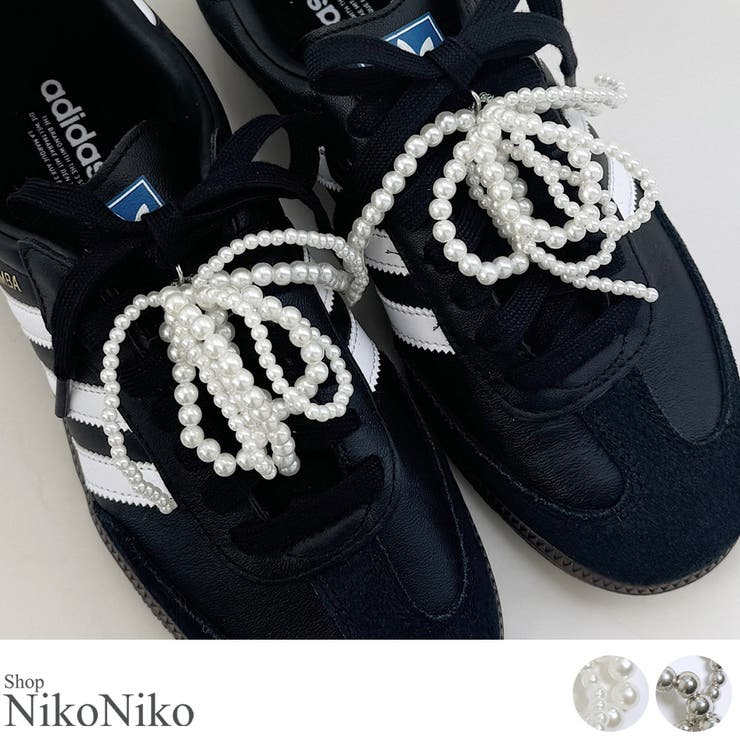 ShopNikoNiko 春新作 フェイクパール ダブルリボン スニーカーチャーム ma 韓国ファッション 韓国ガーリー スニーカーデコ シューズアクセサリー ...