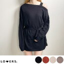 LOVERS 春新作 ワンショルドッキングチュニック トップス ワンショルダー チュニック ニット リボン ブラック アイボリー ベージュ テラコッタ レディース 韓国 プチプラ 流行り トレンド 人気 おすすめ おしゃれ かわいい 大人女子 綺麗め シ