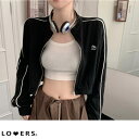 【5/16 1:59まで 5%OFFクーポン】LOVERS 春新作 クロップド サイドライン トラックジャケット ショート丈 ジャージ ブルゾン アウター 2本...
