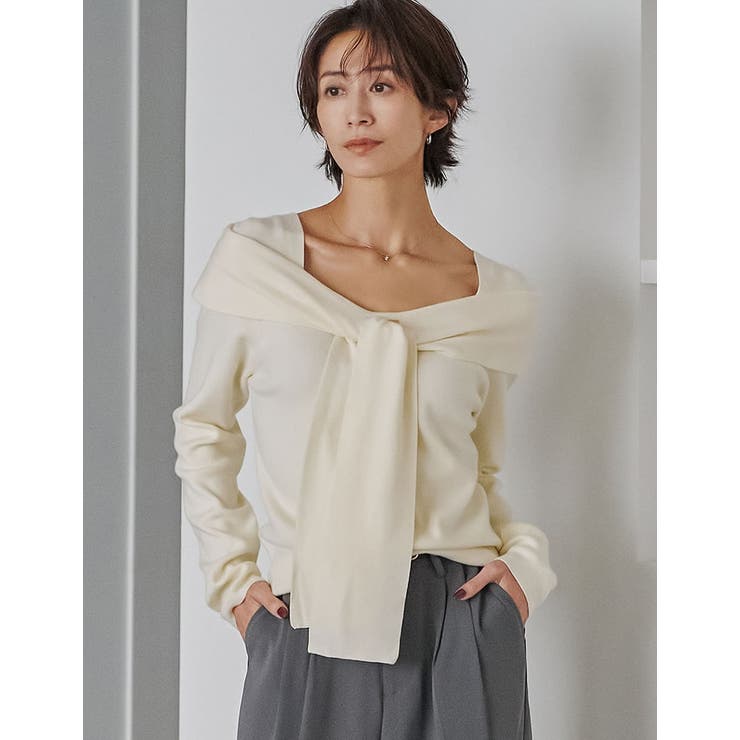 Re:EDIT [ブラ紐隠し]ボウタイオフショルダーニットトップス トップス shoplistselect-10553310 SHOPLIST サンプル画像3