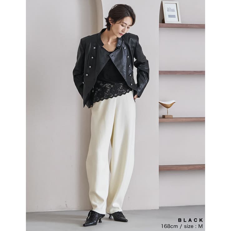 Re:EDIT フェイクレザーナポレオンジャケット アウター(コート・ジャケットなど) shoplistselect-10553311 SHOPLIST サンプル画像3