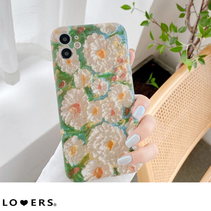 LOVERS 冬新作 レトロアートフラワー iPhone スマホケース スマホ iPhone アイフォン ケース カバー 花柄 フラワー レトロ カジュアル トレンド 韓国ファッション レディース 小物