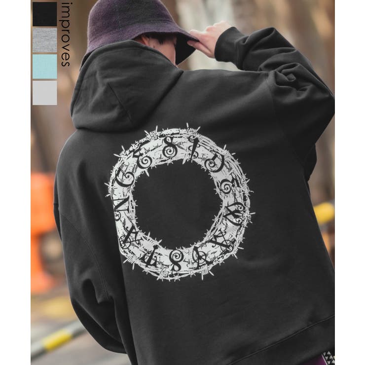 improves パーカー メンズ SIDEWAY STANCE サイドウェイスタンス オリジナルプリント グラフィック スウェット サークルワイヤー オーバーサイズ アメカジ カジュアル トップス