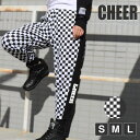 【8/11まで5%OFFクーポン】CHEER チェッカーフラッグ パンツ 【 CHEER チアー 】 チェック 格子柄 市松模様 ダンス キッズダンス ヒップホップ フィットネス ゆる ロング スケボー モノトーン 白黒 原宿系 ストリート 韓国 オルチ