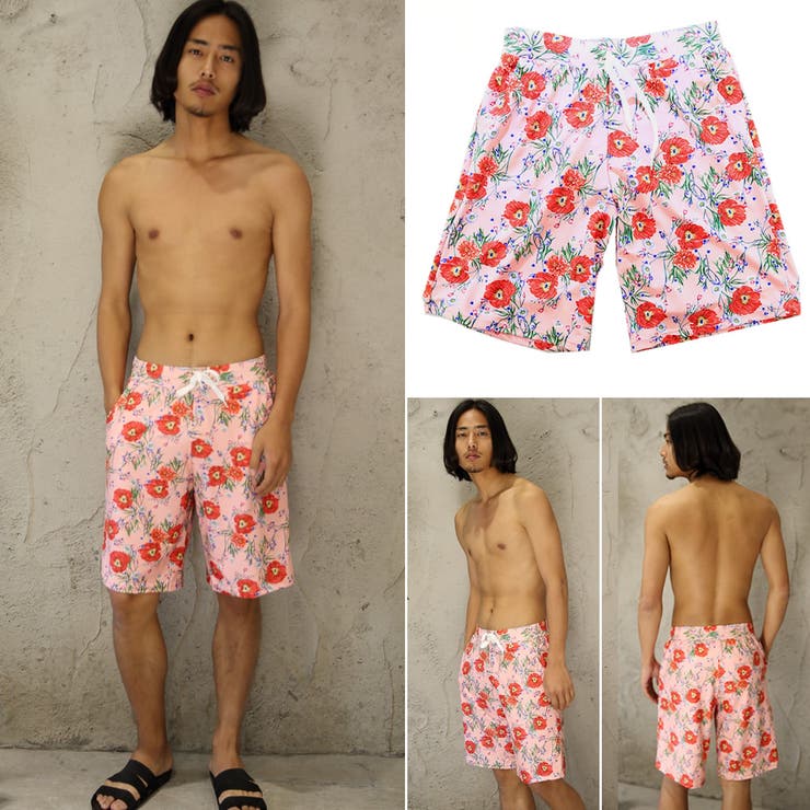 【10%OFFクーポン!11/27(木)1:59まで】HOYUKI MEN 水着メンズ ビーチパンツ トランクス ハーフパンツ 花柄 カジュアル 短パン サーフ...