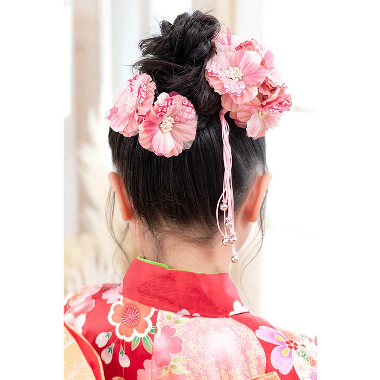 【エントリーでP10倍！9日(金)1:59まで】BiSOU 髪飾り　2点セット　ピンク　椿　花...
