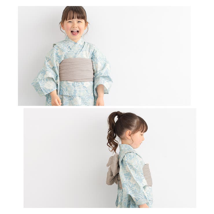 BiSOU 浴衣 女の子 浴衣セット キッズ 子供 兵児帯 2024新作 3点セット モダン 水...