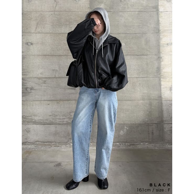 Re:EDIT 2WAYフェイクレザーパーカーレイヤードブルゾン アウター(コート・ジャケットなど) shoplistselect-10554841 SHOPLIST サンプル画像3