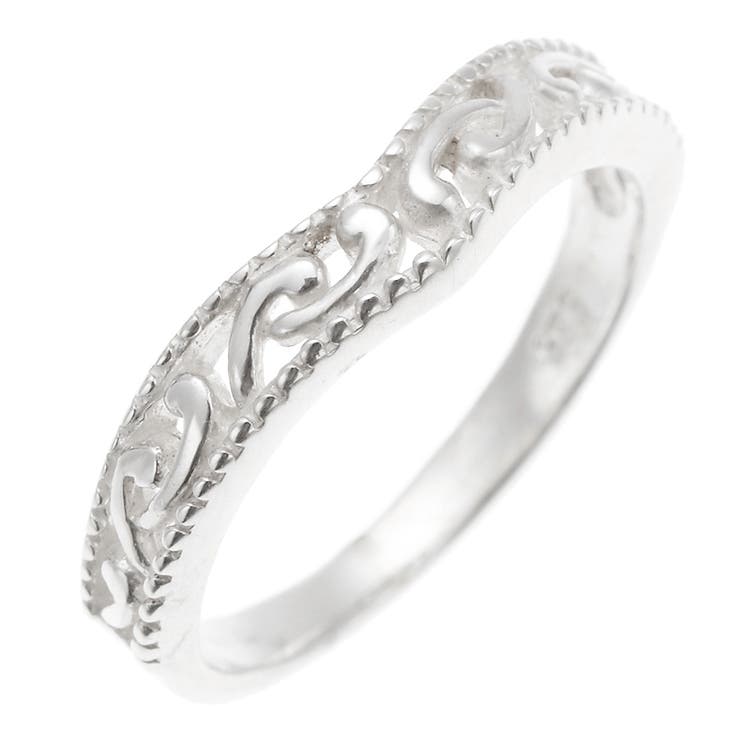 アクセサリーショップPIENA ユニセックスリング 指輪 スタンダードリング レディース メンズ Vラインデザイン 透かし柄 ペア 男女兼用 華やか 細みせ アクセサリー