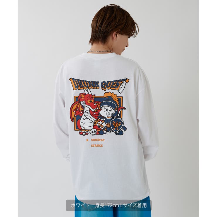 【10％OFFクーポン！3/26(木)1:59まで】improves 長袖Tシャツ メンズ SIDEWAY STANCE サイドウェイスタンス オリジナルプリント クエスト グラフィック ロンT 大きめ アメカジ スケーター ストリート トップス