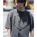 【5%OFFクーポン 9/11 1:59まで】improves 半袖Tシャツ メンズ SIDEWAY STANCE サイドウェイスタンス プリント ピグメント 発泡ハート カットソー アメカジ スケーター ストリート 古着MIX トップス