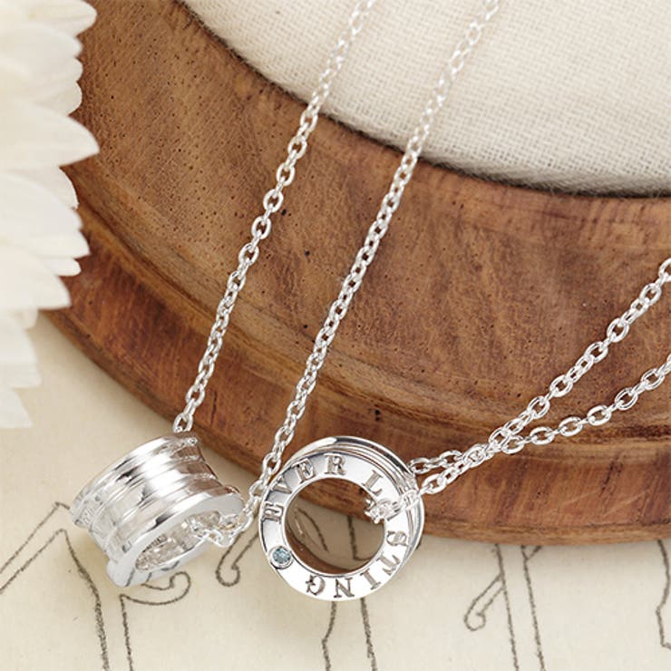 アクセサリーショップPIENA シルバー925製 メッセージリングのネックレス/ペンダント EVER LASTING/永久に続く1粒天然ブルーダイヤモンドダイアモンドの宝石鑑別書 アズキチェーン 40cm 50cm ペアアクセサリー レディース メンズ