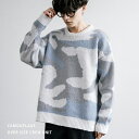 Rocky Monroe ニット セーター カモフラ柄 メンズ レディース 総柄 クルーネック ビッグシルエット オーバーサイズ ルーズ カジュアル きれいめ ...