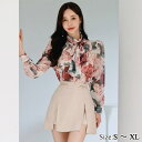 【5%OFFクーポン 9/11 1:59まで】GRAXIA 軽やかなシフォン花柄ブラウスのセットアップドレス(キャバドレス・CABARETDRESS) ワンピース・ドレス