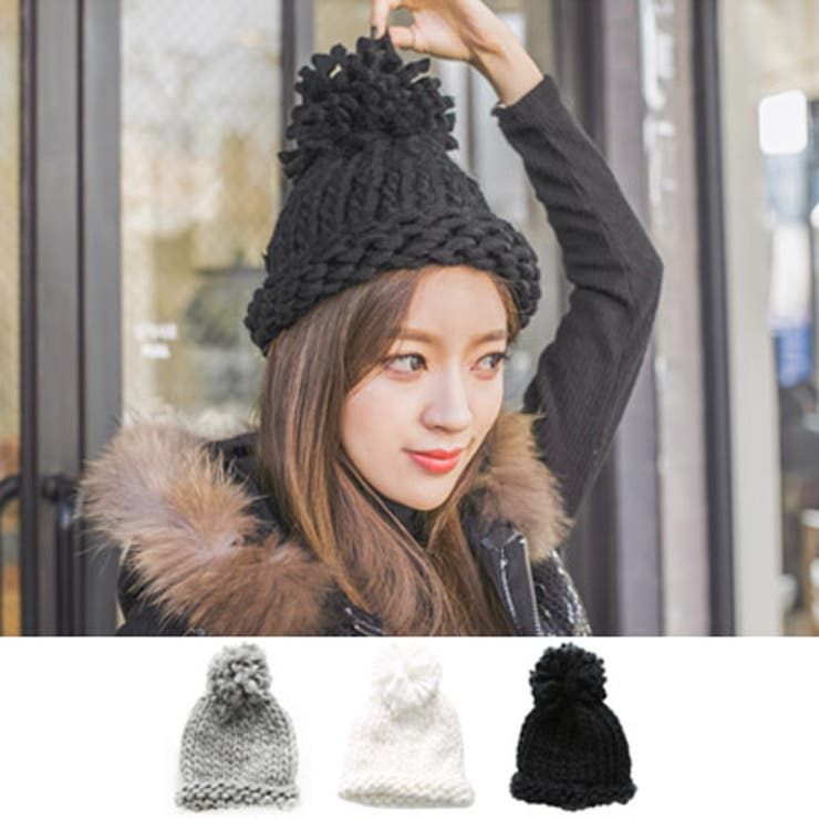 【10％OFFクーポン！12/11(木)1:59まで】KawaiCat 【ha15803】ざっくり編みの太い毛糸の大きなボンボン..