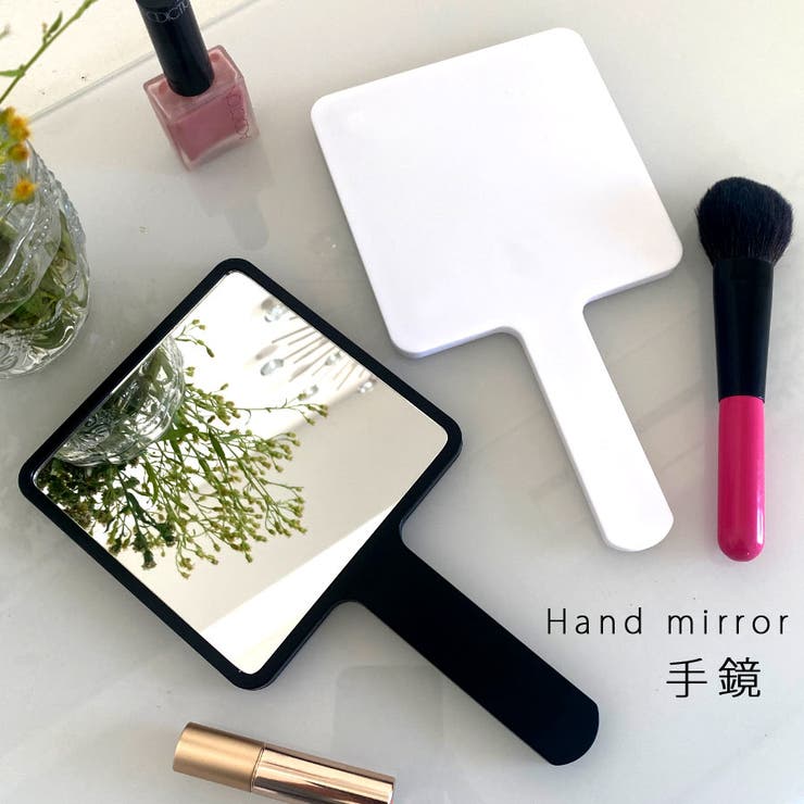VICTORIA 手鏡 ハンドミラー スクエア 四角形 ハンドルミラー 化粧鏡 メイクアップミラー 手持ち サロン 歯医者 理容室 美容院 自宅用 化粧道具 モ...