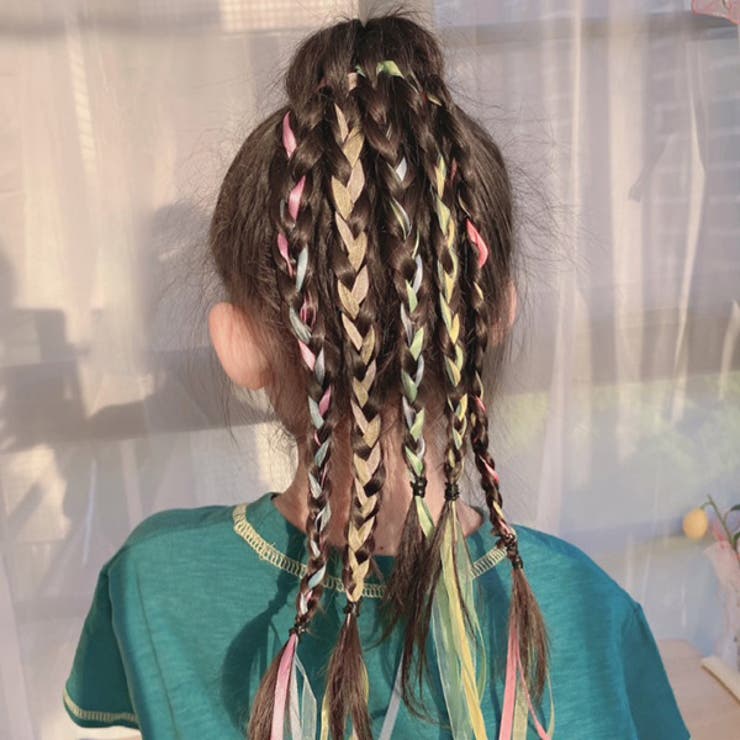 Decorative エクステ風 ヘアゴム 5個セット リボン レース カラフル ゴム ダンス キッズ 女の子 子ども用 ファッション ヘアアクセサリー ヘアア...