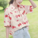 Decorative 柄シャツ イチゴ柄 ピンク 半袖 いちご柄 苺 ...(4)