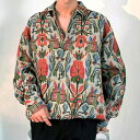【5%OFFクーポン 9/11 1:59まで】Decorative 柄シャツ ジャカード 花柄 植物柄 フラワー ボタニカル 幾何柄 ジオメトリック 長袖 長袖シャツ ライトアウター オーバーサイズ 衣装 韓国 大きいサイズ 個性的 秋服 冬服 トップス