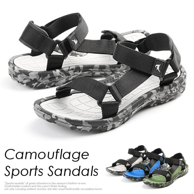 【10％OFFクーポン！11/27(木)1:59まで】RAiseNsE カモフラ スポーツサンダル フラップサンダル カジュアル 迷彩 [3色] #Shoes13 シューズ・靴